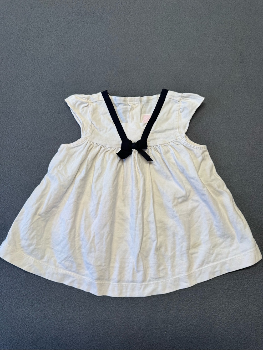 Janie and Jack White Toddler Sailor-Style Top with Navy Bow
